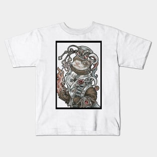 Steampunk Devil Ferret - White Outline Kids T-Shirt